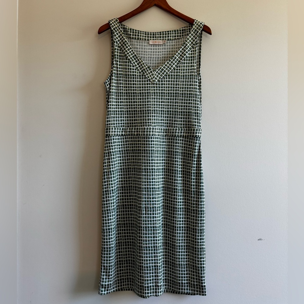Tory Burch 100% Silk Green Blocks Dress Size Medium